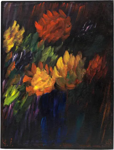 Grosses Stilleben; Chrysanthemen av Alexej von Jawlensky