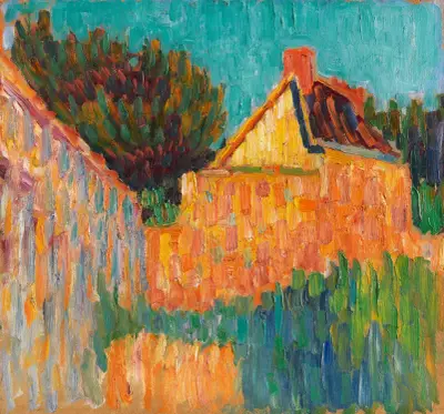Kleines Haus vor Buschwerk (Französische Landschaft) av Alexej von Jawlensky