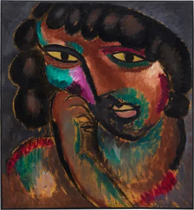Kopf in Bronzefarben – Bildnis Sacharoff av Alexej von Jawlensky