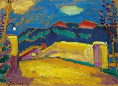 Landschaft mit Brücke av Alexej von Jawlensky
