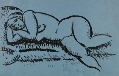Liegender weiblicher Akt mit geschlossenen Augen av Alexej von Jawlensky