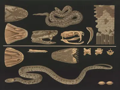 Huggorm (Vipera berus), snok (Natrix natrix) av Gottlieb von Koch
