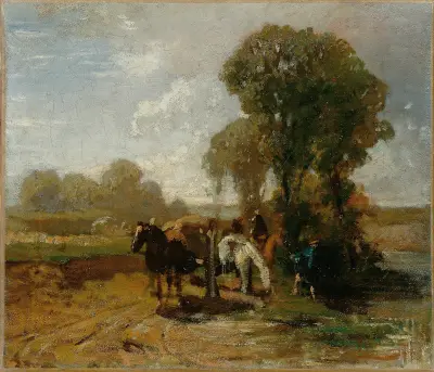 Halt an der Tränke av Hans Von Marées