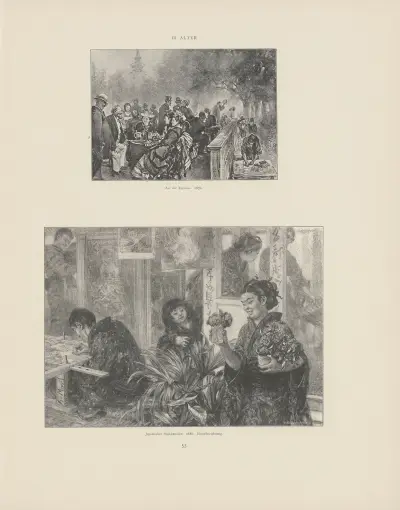 Auf der Terrasse, 1876; Japanischer Stickkünstler av Adolph von Menzel