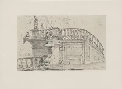 Barockterrasse (um 1845) av Adolph von Menzel