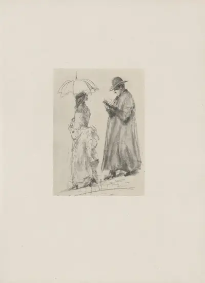 Dame und Geistlicher (aus Luzern), 1885 av Adolph von Menzel