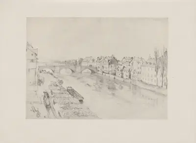 Die Fulda in Cassel, 1847 av Adolph von Menzel