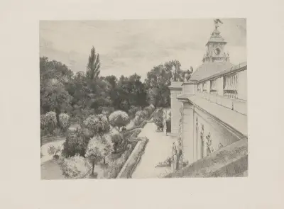 Die neuen Kammern bei Sanssouci, 1844 av Adolph von Menzel
