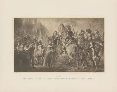 Einzug Heinrichs des Kindes, des nachmaligen ersten Landgrafen von Hessen, in Marburg im Jahre 1247, 1847 av Adolph von Menzel