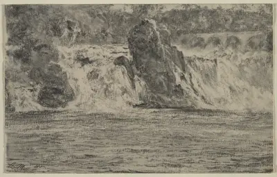 Falls of the Rhine at Schaffhausen (Rheinfall von Schaffhausen) av Adolph von Menzel