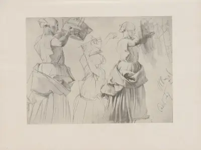 Figurenstudie zum Casseler Karton, 1847 av Adolph von Menzel