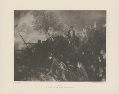 Friedrich und die Seinen bei Hochkirch av Adolph von Menzel