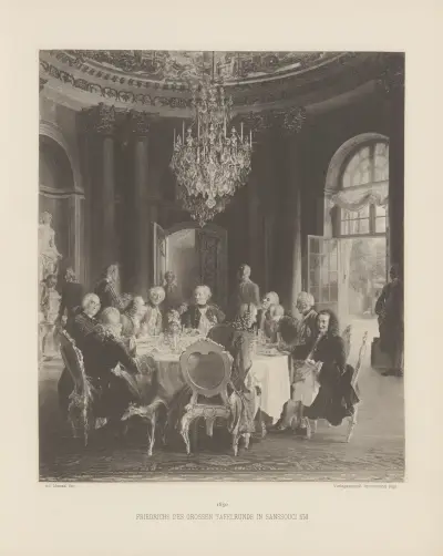 Friedrichs des Grossen Tafelrunde in Sanssouci 1750 av Adolph von Menzel