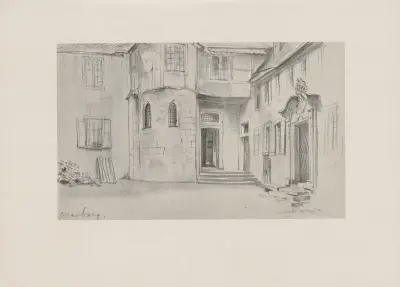 Hof in Marburg (1847). av Adolph von Menzel