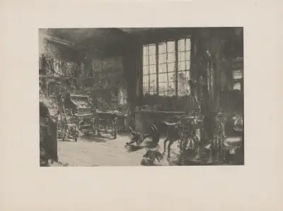 Kehraus 7. Juli 1895, des Meisters Atelier in der Sigismundstraße in Berlin av Adolph von Menzel