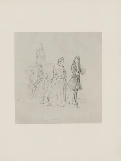 Königin Sophie Charlotte und Leibnitz (um 1845) av Adolph von Menzel