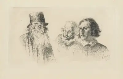 Köpfe (Radir-Versuche, Pl. II) av Adolph von Menzel