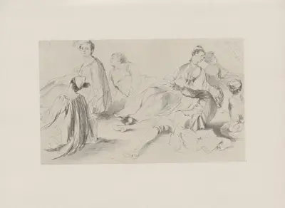Kostymfigurer efter Watteau (omkring 1845) av Adolph von Menzel