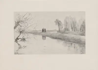 Landschaft aus dem Oderbruch (1840) av Adolph von Menzel