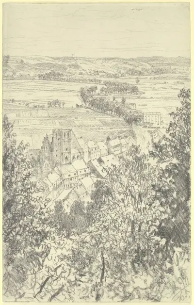 Landschaft bei Kissingen von der Bodenlaube aus von Adolph von Menzel