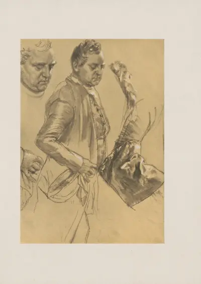 Mann im Kostüm, Studienblatt (50er Jahre) av Adolph von Menzel