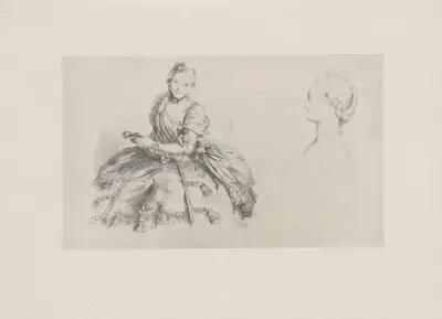 Marquise von Pompadour (um 1844) av Adolph von Menzel