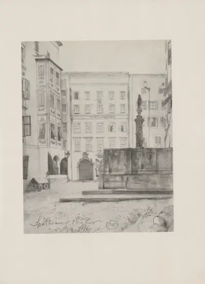 Mozarts Geburtshaus, 1852 av Adolph von Menzel