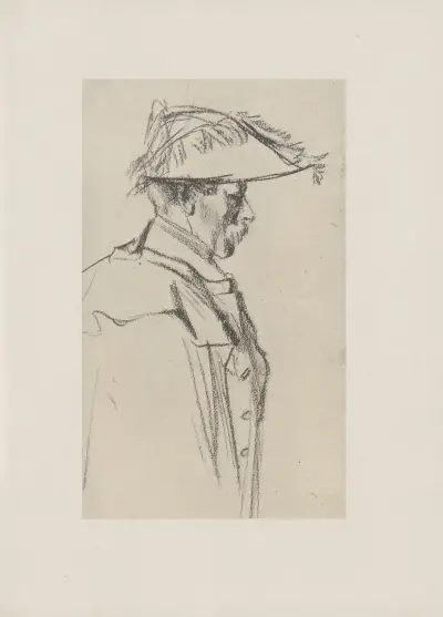Offizier mit Hut und Mantel (50er Jahre) av Adolph von Menzel