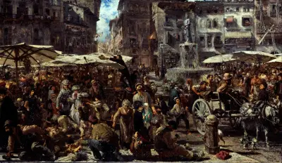 Piazza d’Erbe in Verona av Adolph von Menzel