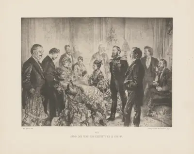 Salon der Frau von Schleinitz am 29. Juni 1874 av Adolph von Menzel
