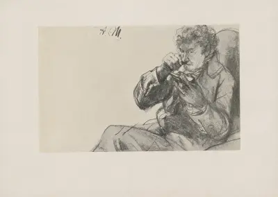 Schnupfender Mann (70er Jahre) av Adolph von Menzel