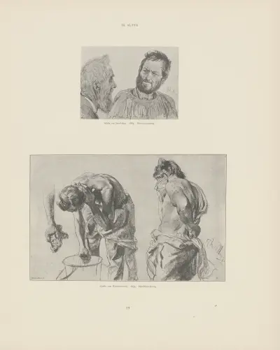 Studie aus Interlaken, 1885; Studie zum Eisenwalzwerk av Adolph von Menzel