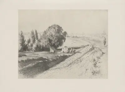 Studie zu dem Bilde ‘Die Berlin-Potsdamer Eisenbahn’, 1845 av Adolph von Menzel