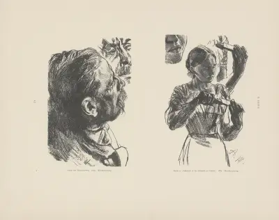 Studie zum Eisenwalzwerk, 1875. Studie zu Schleiferei in der Schmiede zu Hof-Gastein av Adolph von Menzel