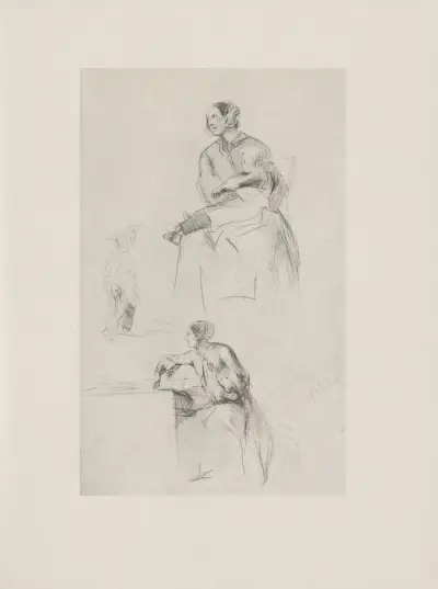 Studienblatt mit Mutter und Kind, 1842, Adolph von Menzel