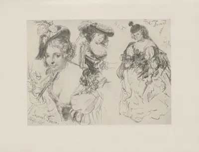 Susanne und Helene Fourment, nach Rubens (um 1845) av Adolph von Menzel