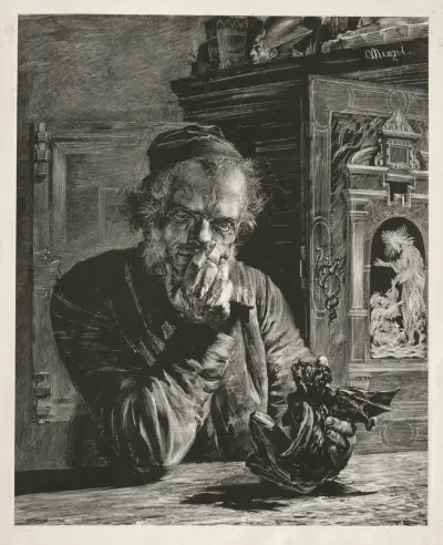 The Antiquary – Self-Portrait av Adolph von Menzel