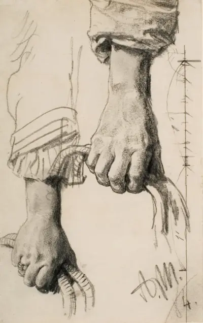 Two Studies of a Right Hand av Adolph von Menzel
