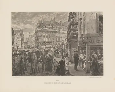 Wochentag in einer Strasse von Paris av Adolph von Menzel