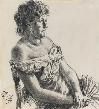 Woman in Court Dress av Adolph von Menzel