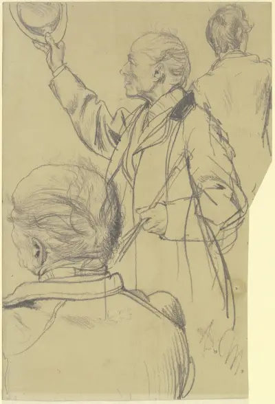 Zwei Zuschauer für das Gemälde ‘Abreise König Wilhelms I. zur Armee am 31. Juli 1870’, Adolph von Menzel