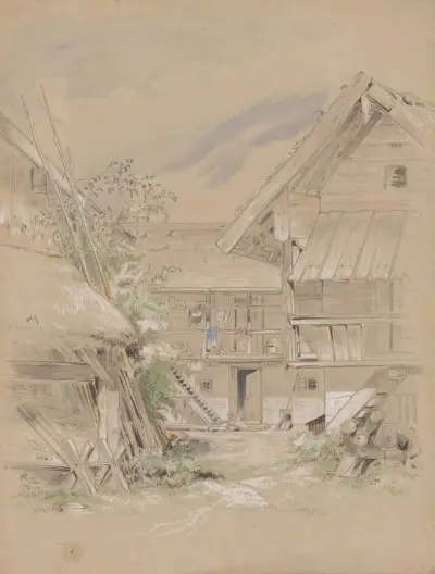 Corner of a Village Yard av Friedrich Carl von Scheidlin