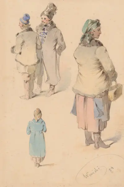 Kostymstudier av Friedrich Carl von Scheidlin
