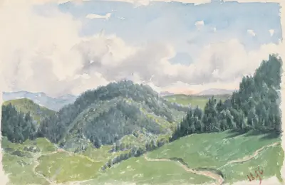 Bergslandskap av Friedrich Carl von Scheidlin