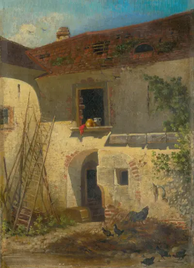 Old Farm Yard in Jur av Friedrich Carl von Scheidlin