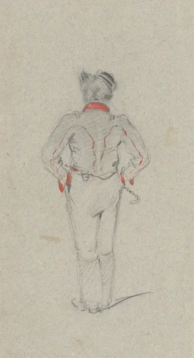 Studie av en stående man sedd bakifrån av Friedrich Carl von Scheidlin