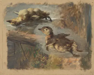 Study of Ducks on the Water I. av Friedrich Carl von Scheidlin