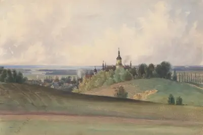Utsikt över Gross Herrlitz av Friedrich Carl von Scheidlin
