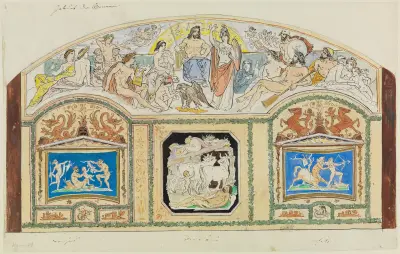 Birth of Athena – Youth of Dionysus – Hermes driving away the cattle of Apollo – Education of Achilles by Chiron av Moritz von Schwind