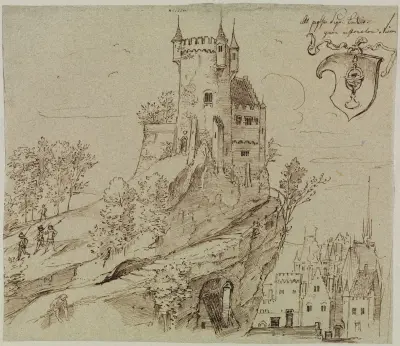 Burg über einer mittelalterlichen Stadt von Moritz von Schwind